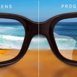 A imagem mostra a diferença entre lentes bifocais e progressivas.